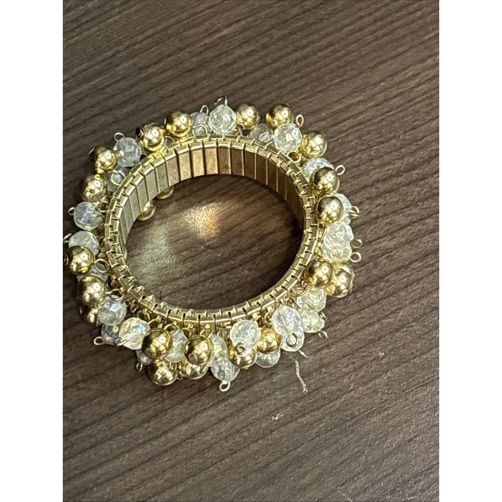 Vintage Gold Toned Beaded Watch Band Bracelet